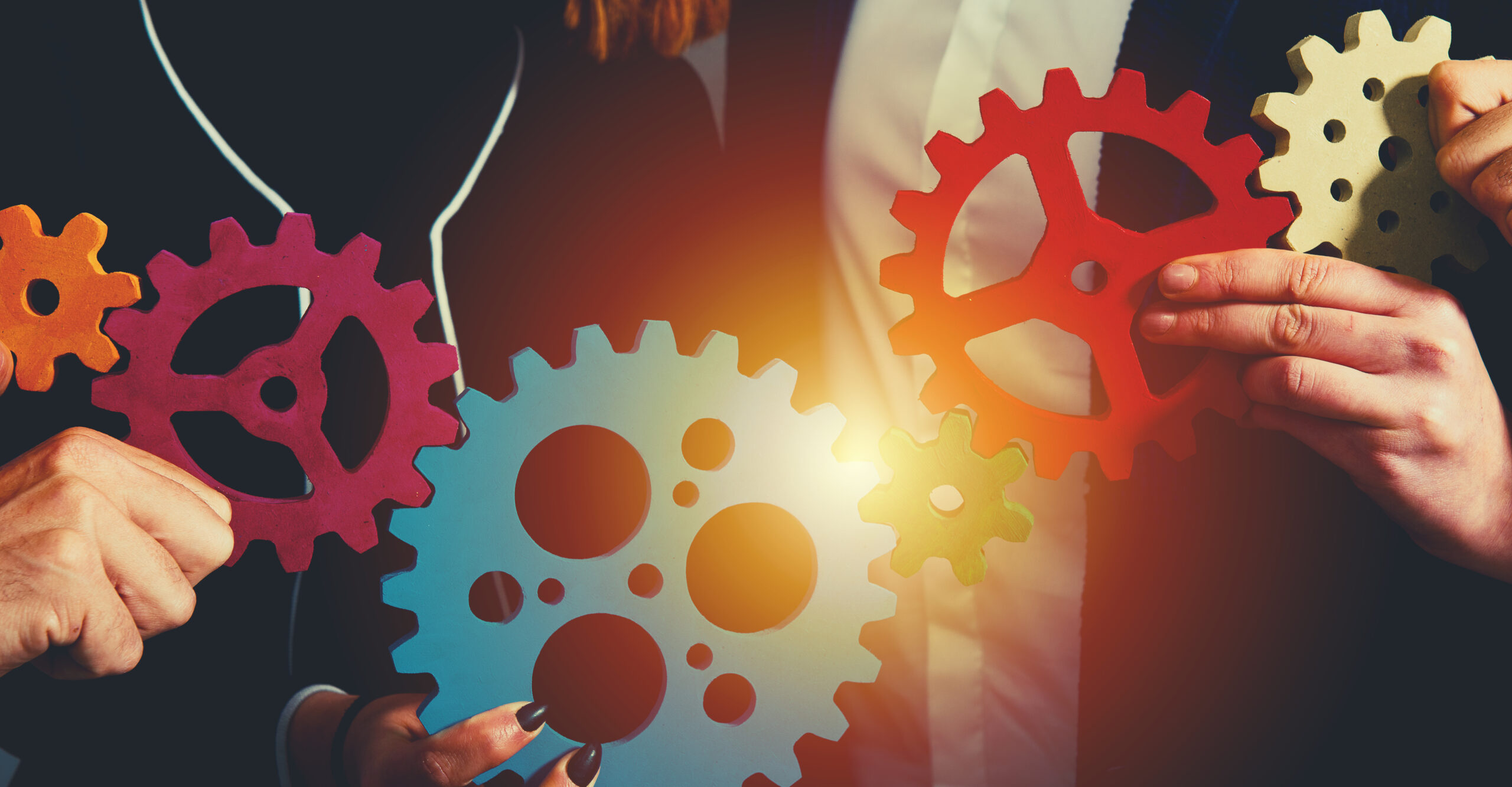 Business,Team,Connect,Pieces,Of,Gears.,Teamwork,,Partnership,And,Integration